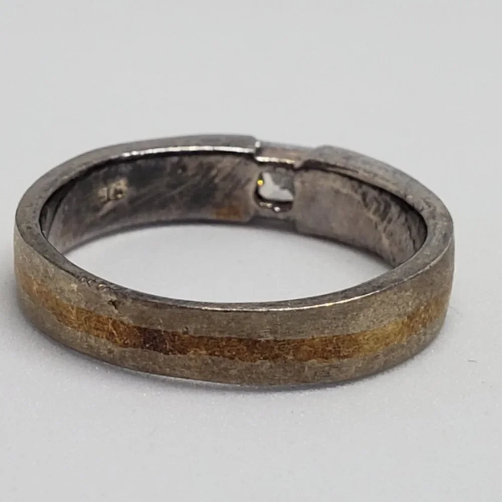 Brilliant Sterling/Gold Channel CZ Ring